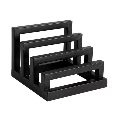 Storied Home Tri-sectional Metal Plate Stand Organizer, Black