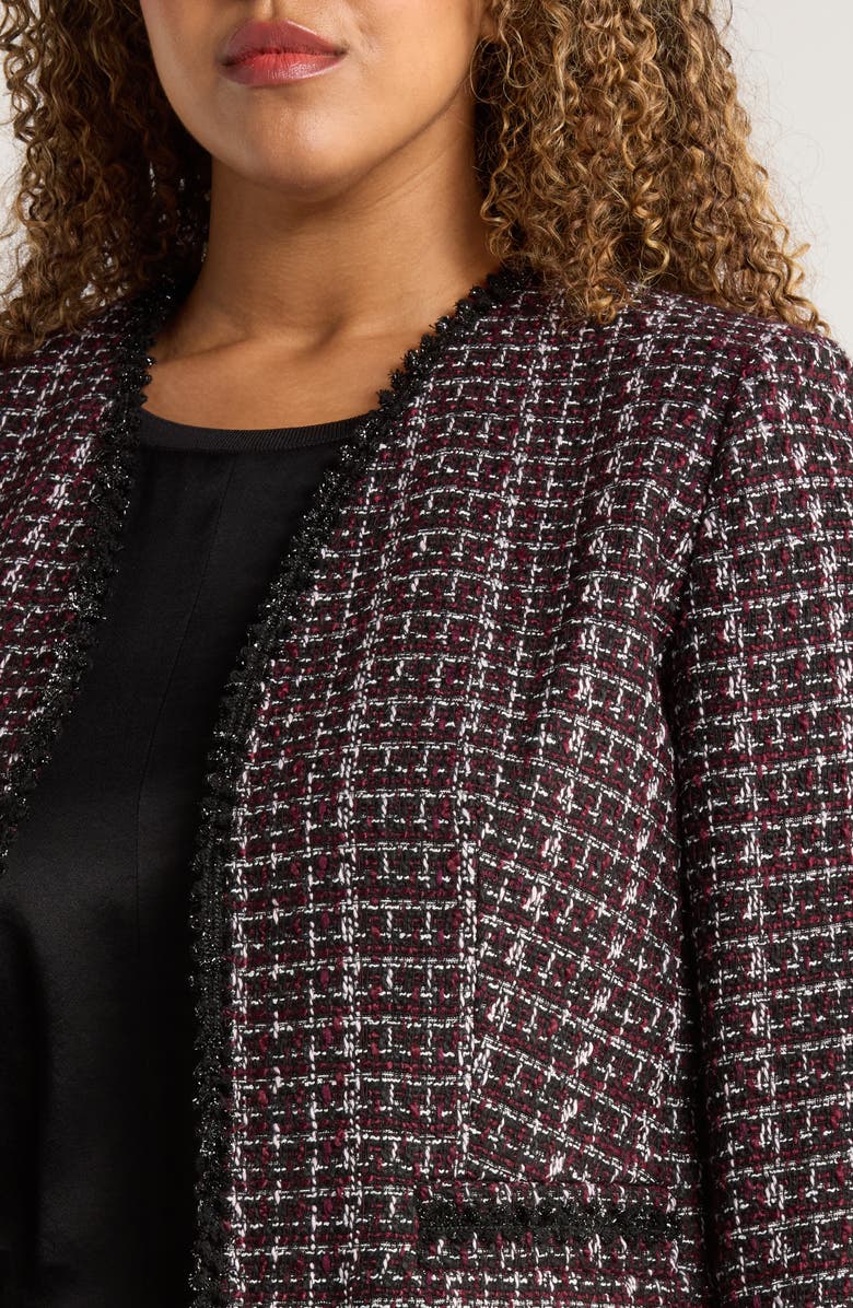 KASPER Collarless Tweed Jacket, Alternate, color, Shiraz Multi