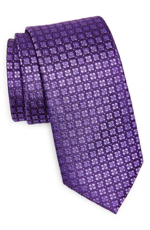 Geometric Print Silk Tie
