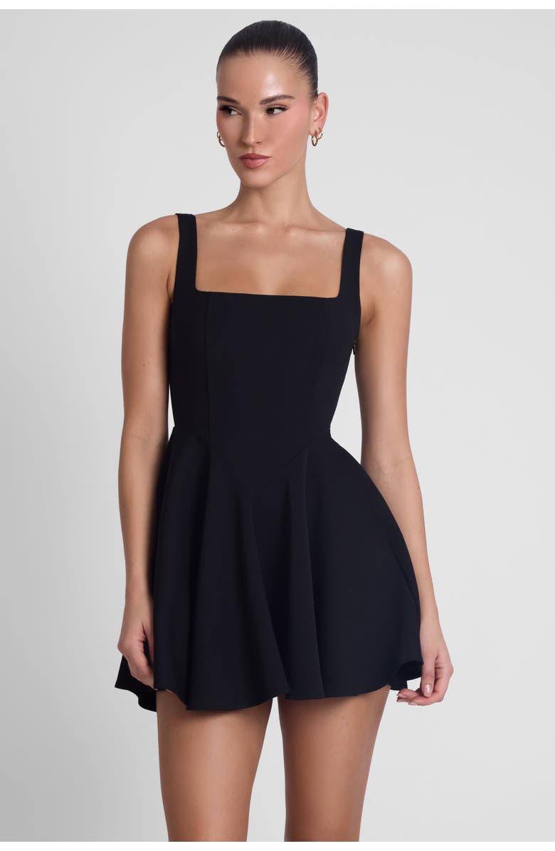 LEAU Sloane Square Neck Corset Mini Dress, Alternate, color, Black