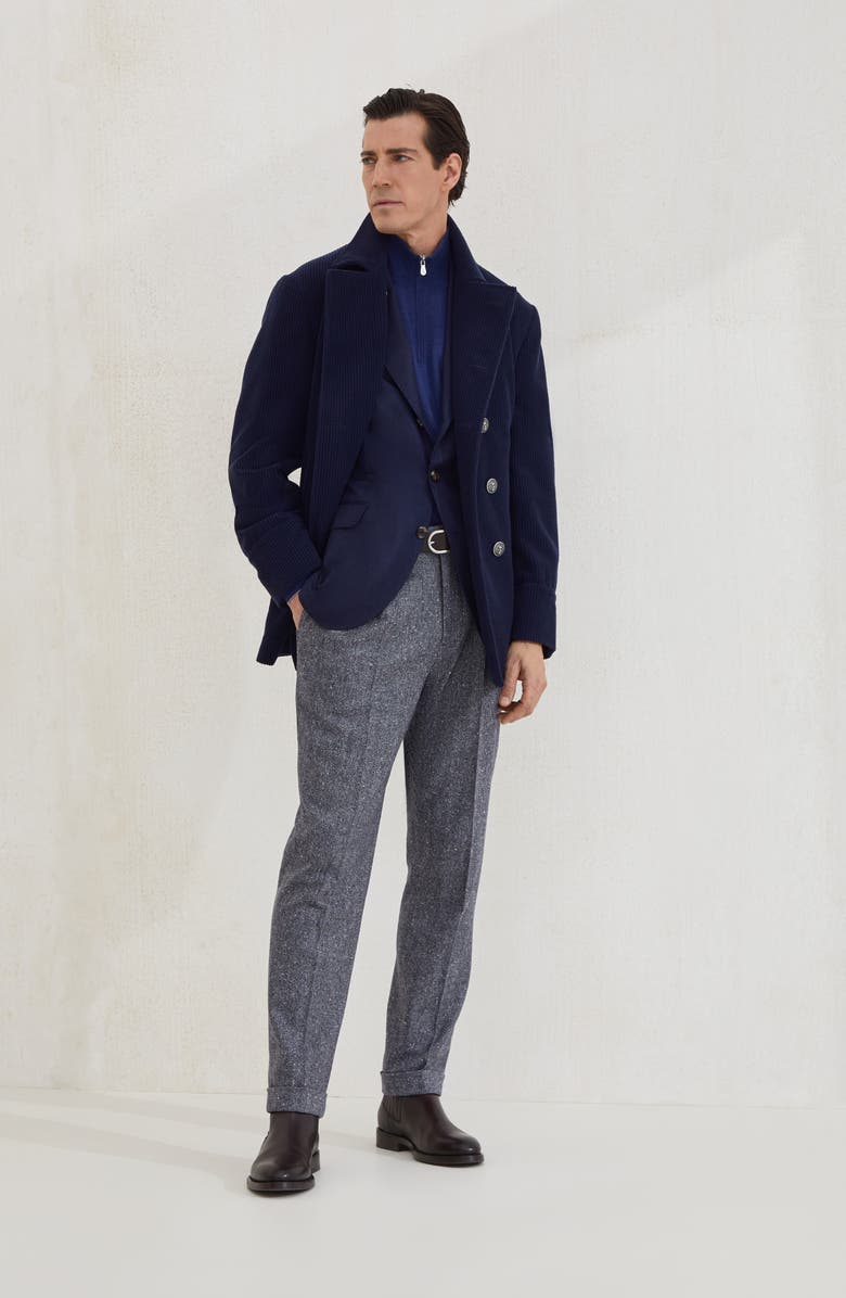 Brunello Cucinelli Corduroy Caban jacket, Alternate, color, Blue