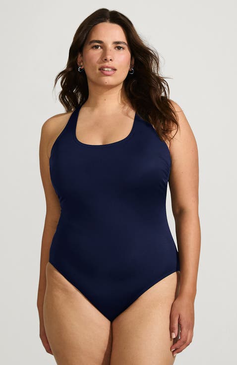 Plus Size Tugless X-Back One Piece Swimsuit