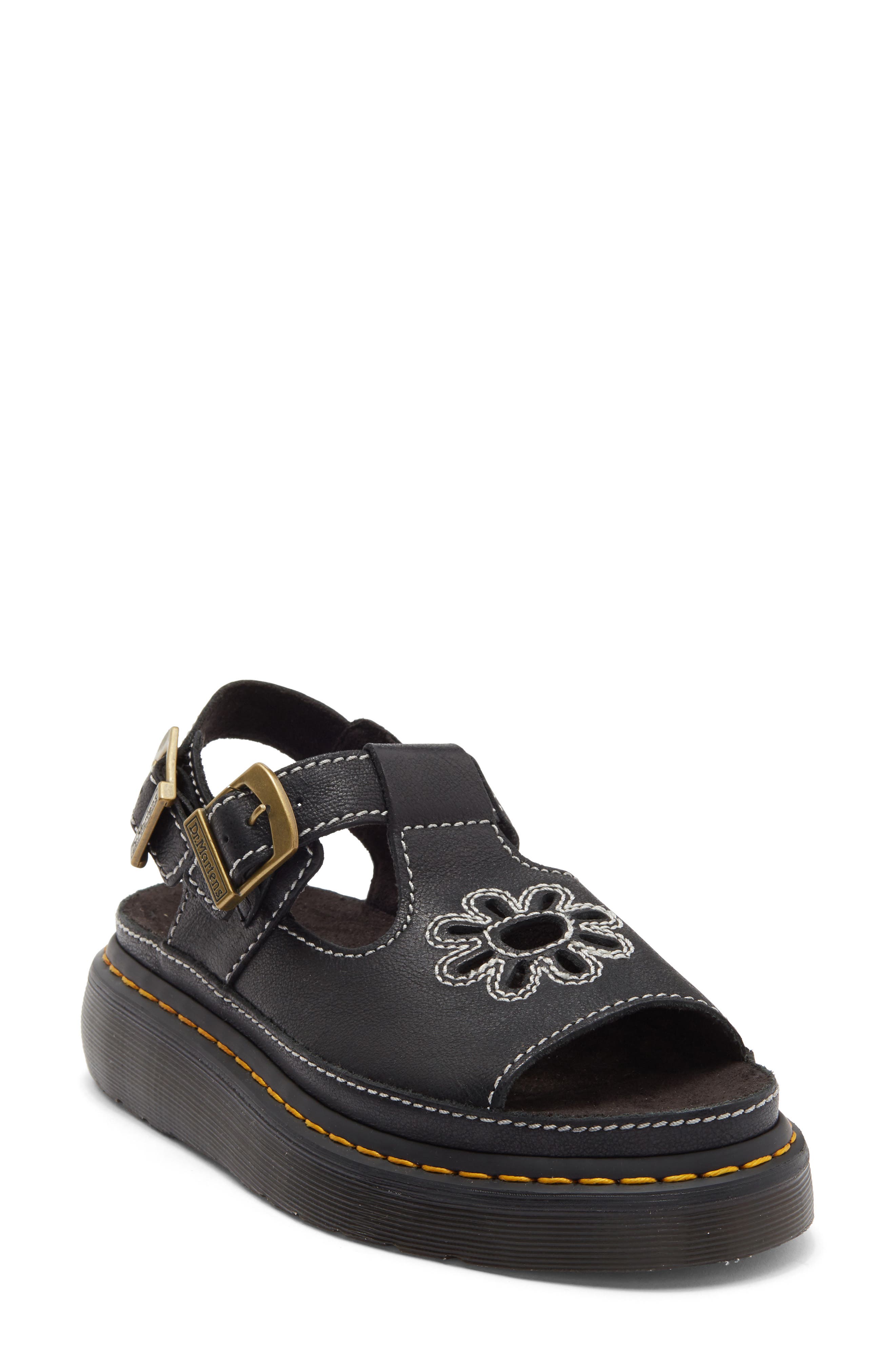 Dr. Martens Dunnet Flower Slingback Sandal, Main, color, Black