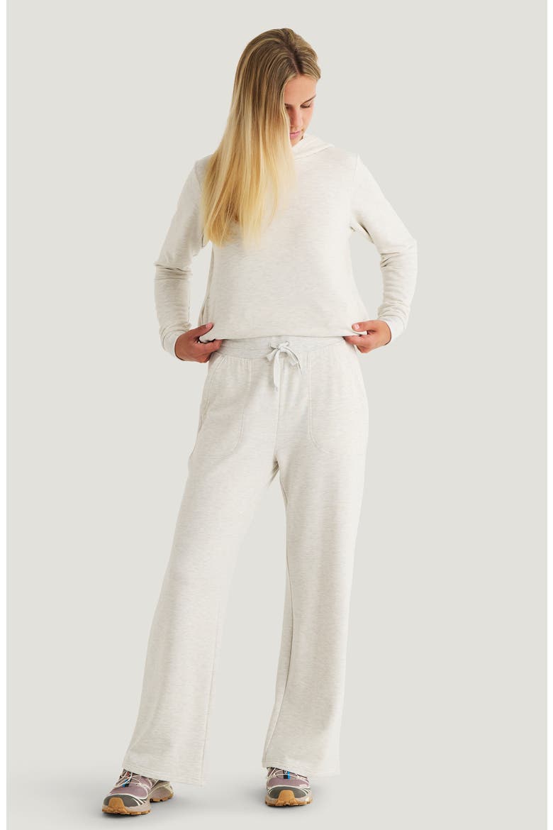 Lightweight Fleece Wide Leg Pants, Alternate, color, OFF WHITE HEATHER