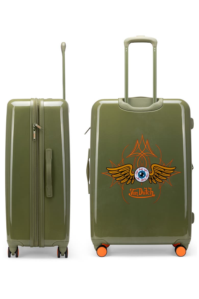 Kustom Kulture 3-Piece Expandable Hardside Spinner Luggage Set, Alternate, color, Olive Eyeflight
