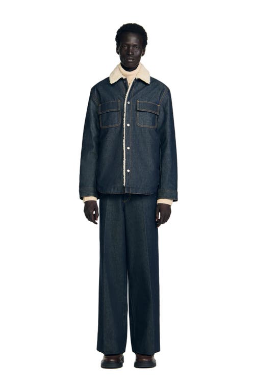 Sandro Denim Overshirt In Blue