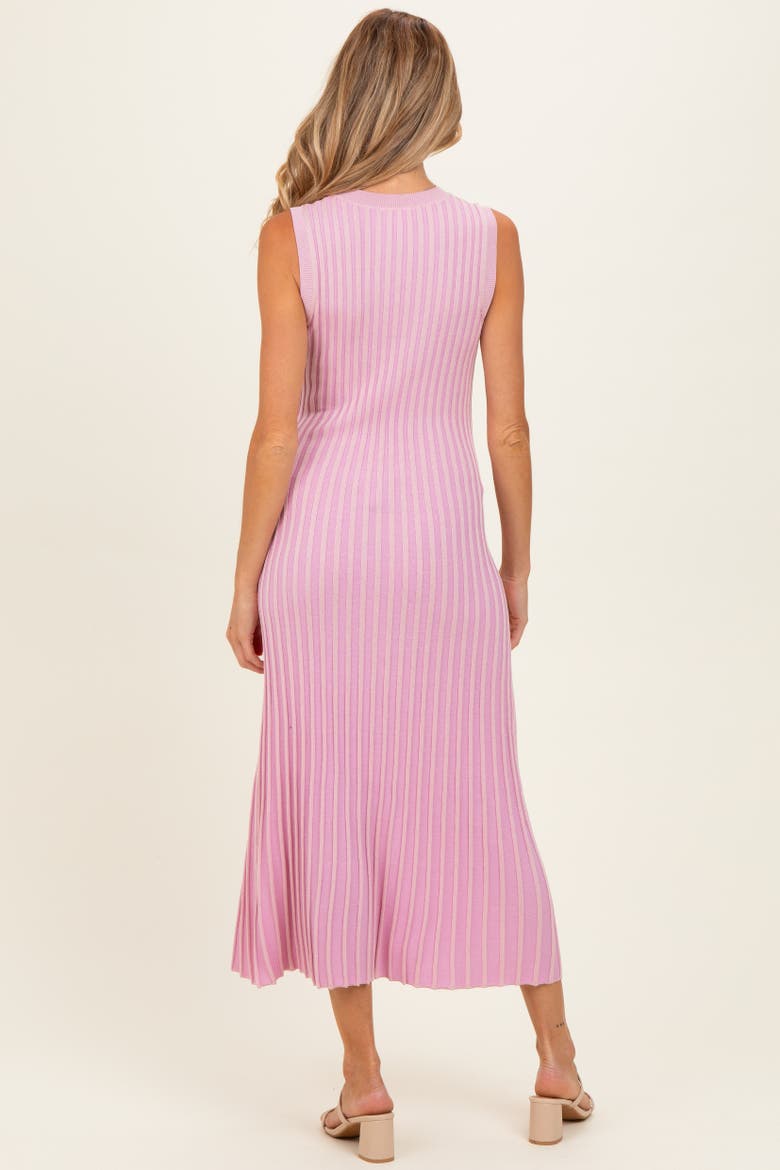 Ribbed Knit Sleeveless Maxi Dress, Alternate, color, Pink