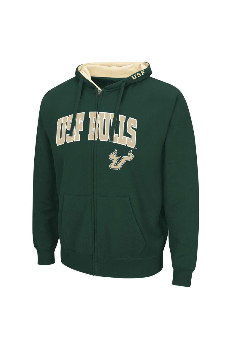 Men's Colosseum Green South Florida Bulls Arch & Logo 3.0 Full-Zip Hoodie, Alternate, color, Green