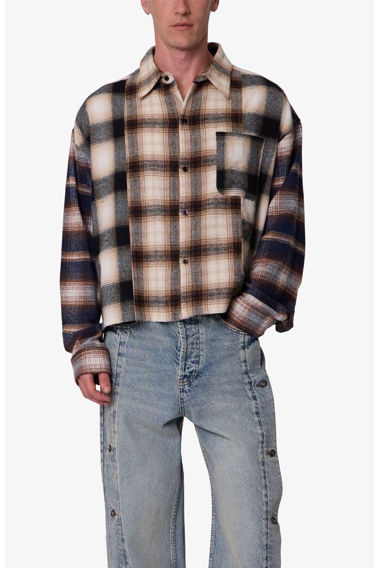 PANELED FLANNEL SHIRT, Main, color, BEIGE MULTI