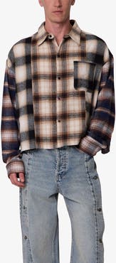 mnml PANELED FLANNEL SHIRT