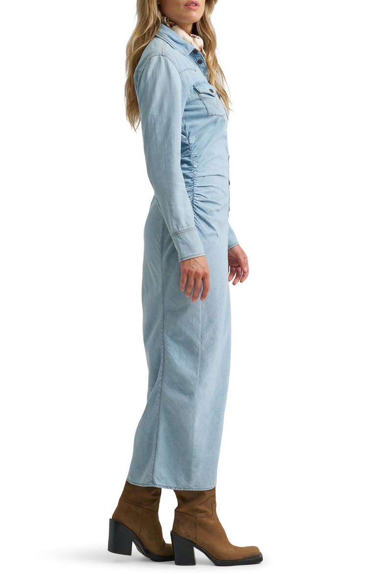 Cinched Waist Maxi Dress, Alternate, color, DURHAM INDIGO