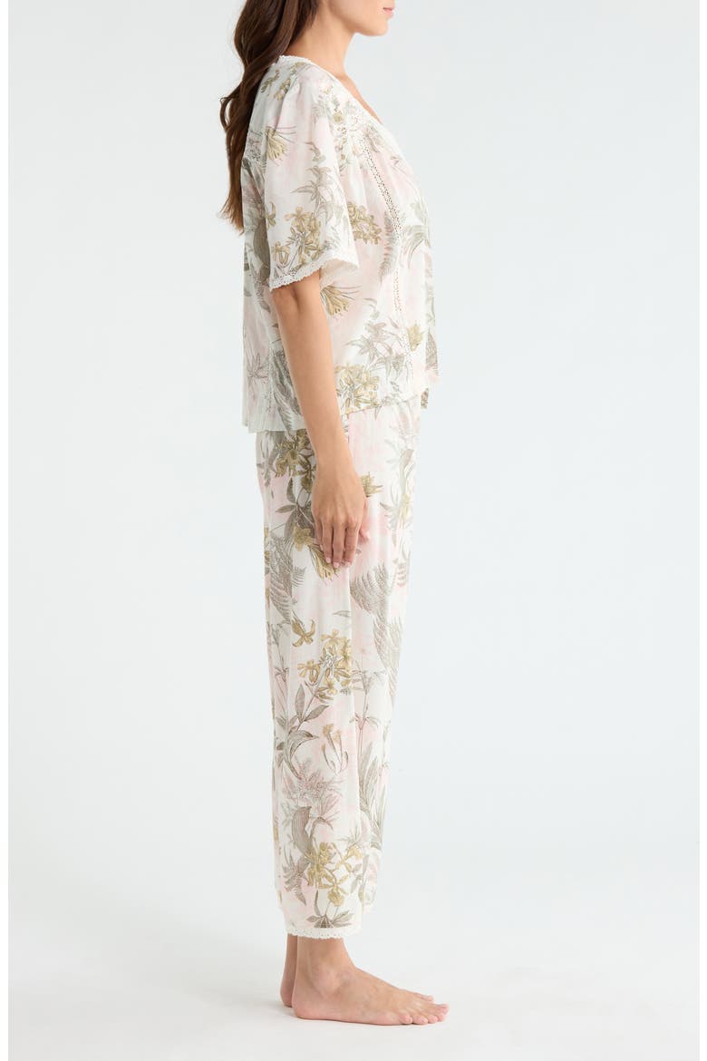 Peached Cotton Lawn Pajama Set, Alternate, color, IVORY- OLIVE FERN TOILE