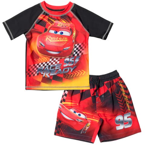Cars 2-Piece Rash Guard and Swim Trunks Set