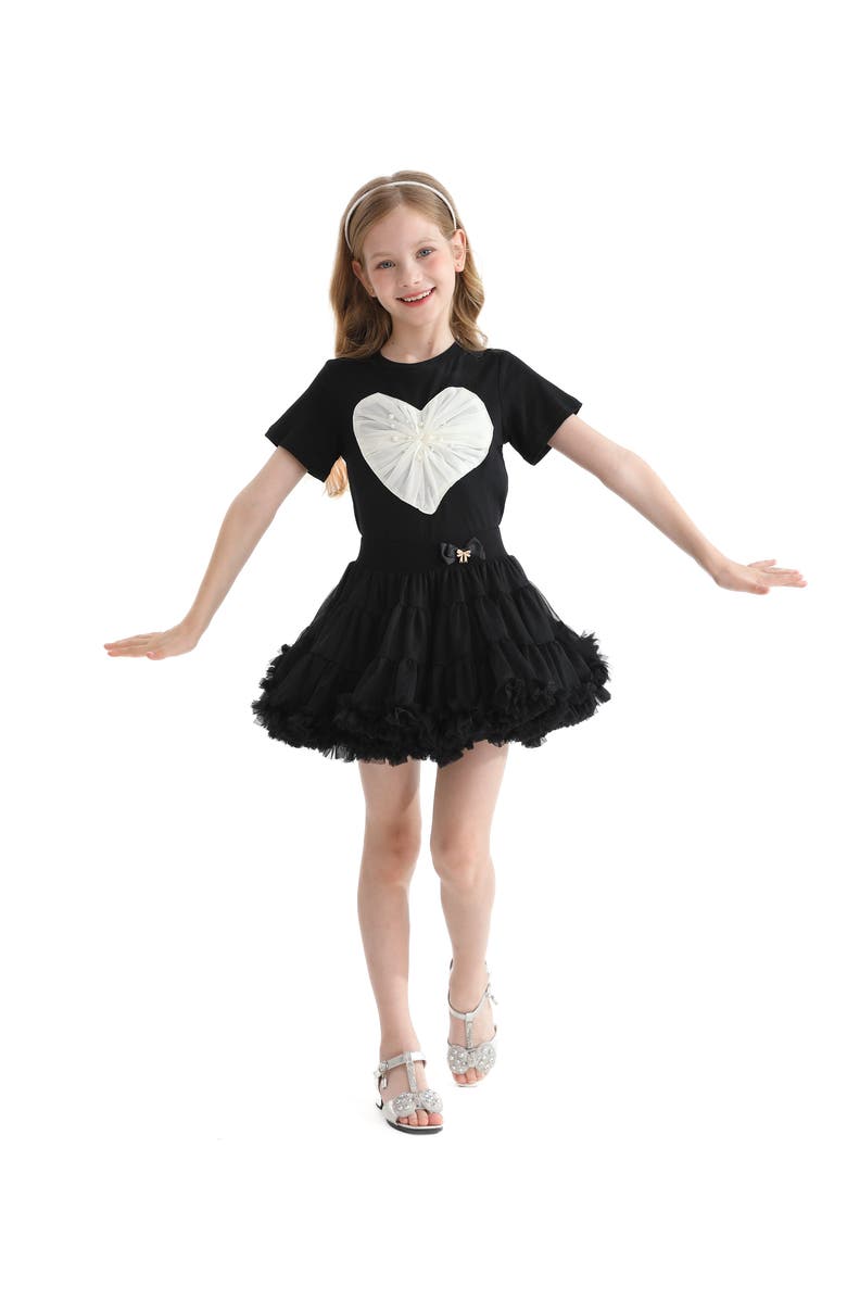 Mimi Tutu Pearl Heart Applique T-Shirt, Alternate, color, Black