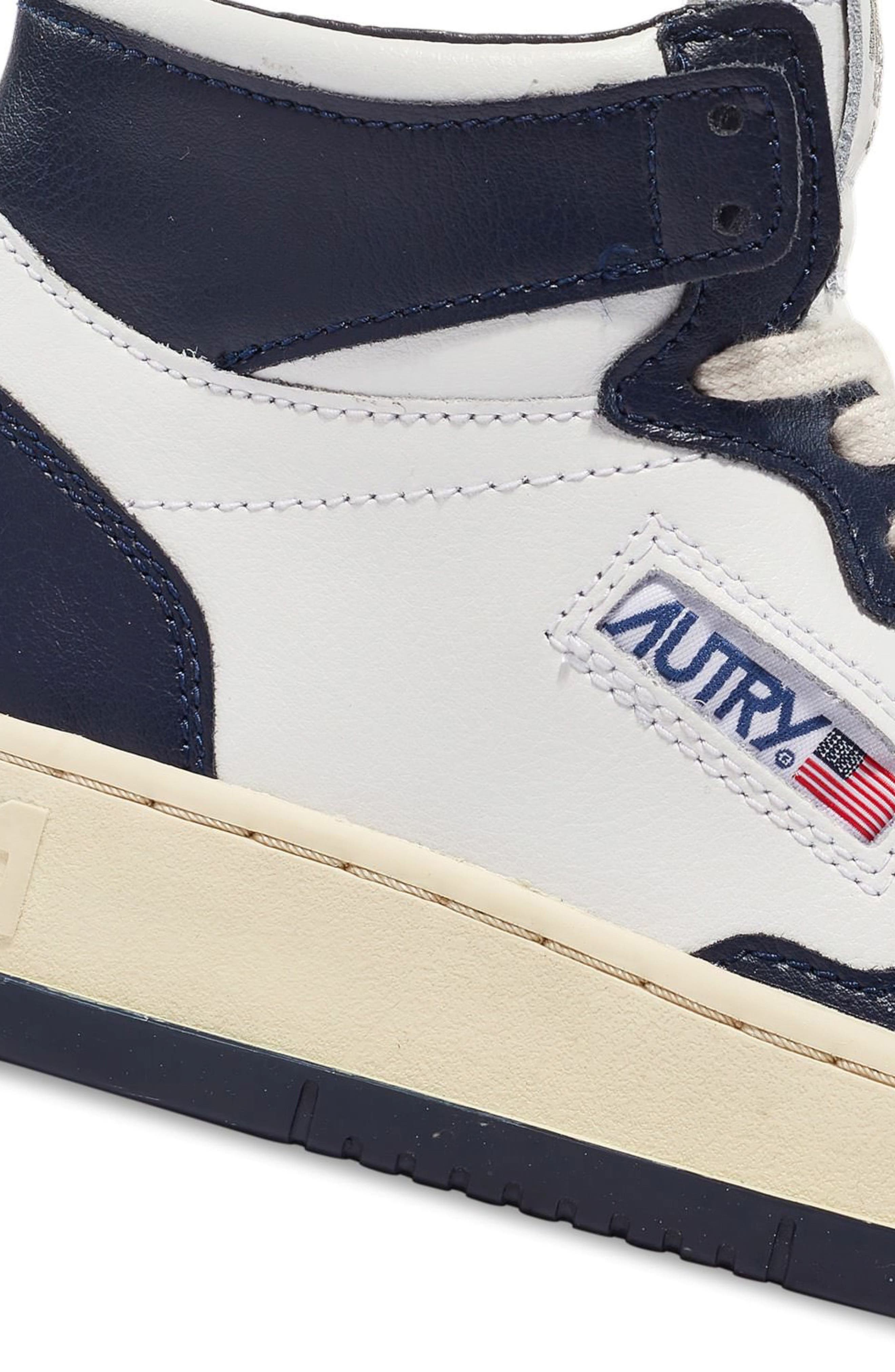 Medalist Mid High Top Sneaker, Alternate, color, BLUE/ WHITE LEATHER