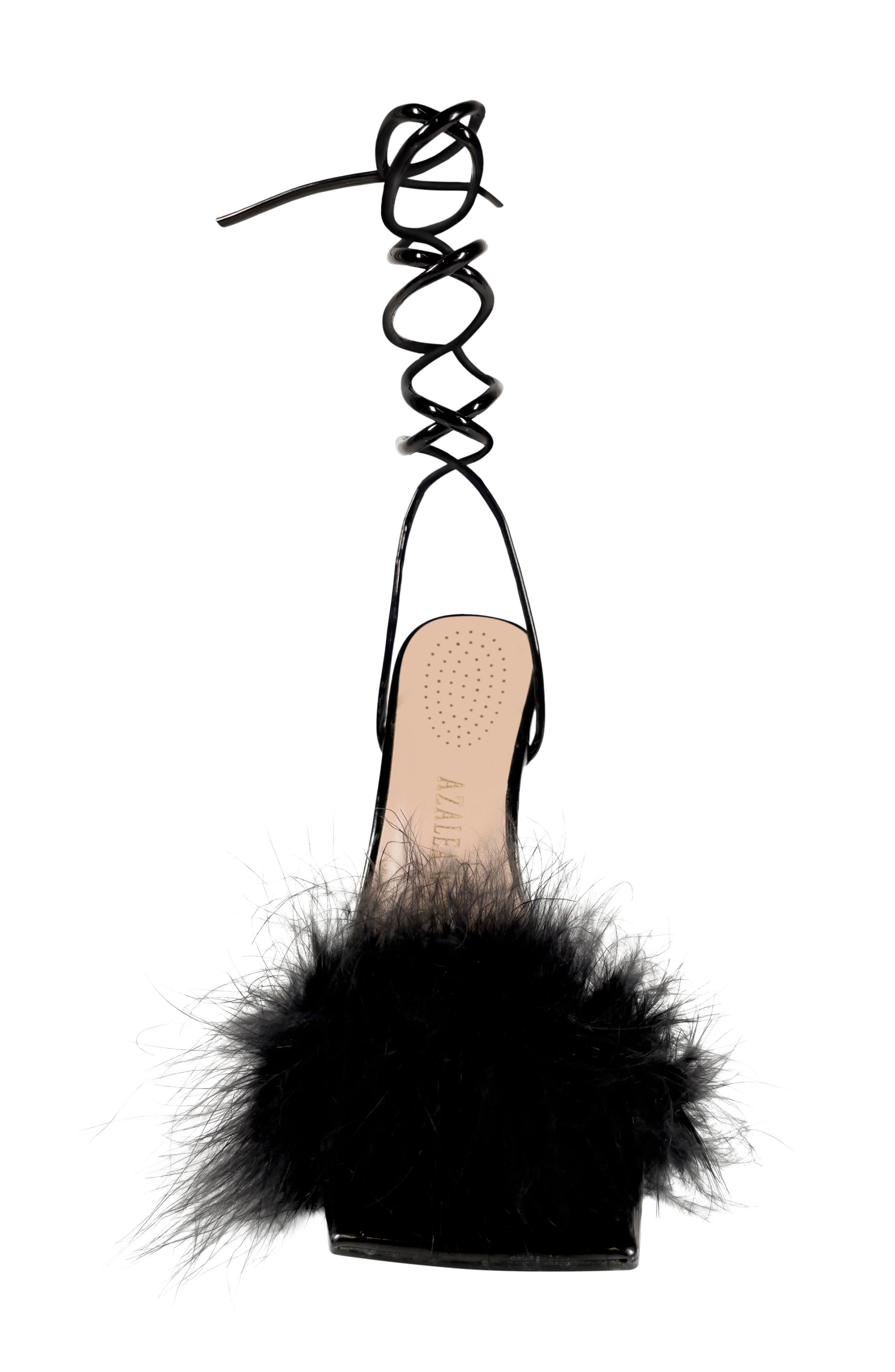 AZALEA WANG Warwick Lace-Up Feather Sandal, Alternate, color, 