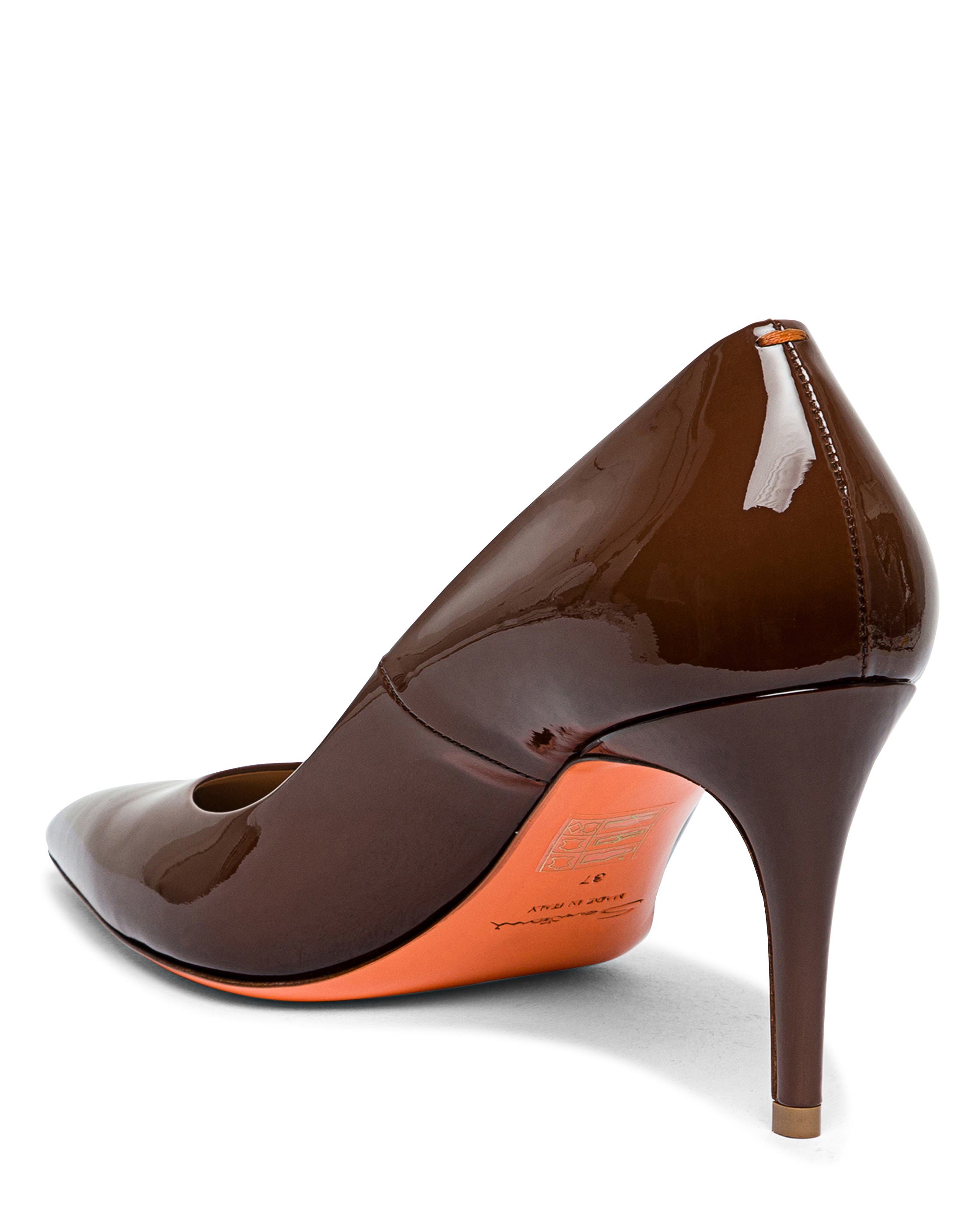 Santoni High-Heel Patent Leather Pumps, Alternate, color, Brown