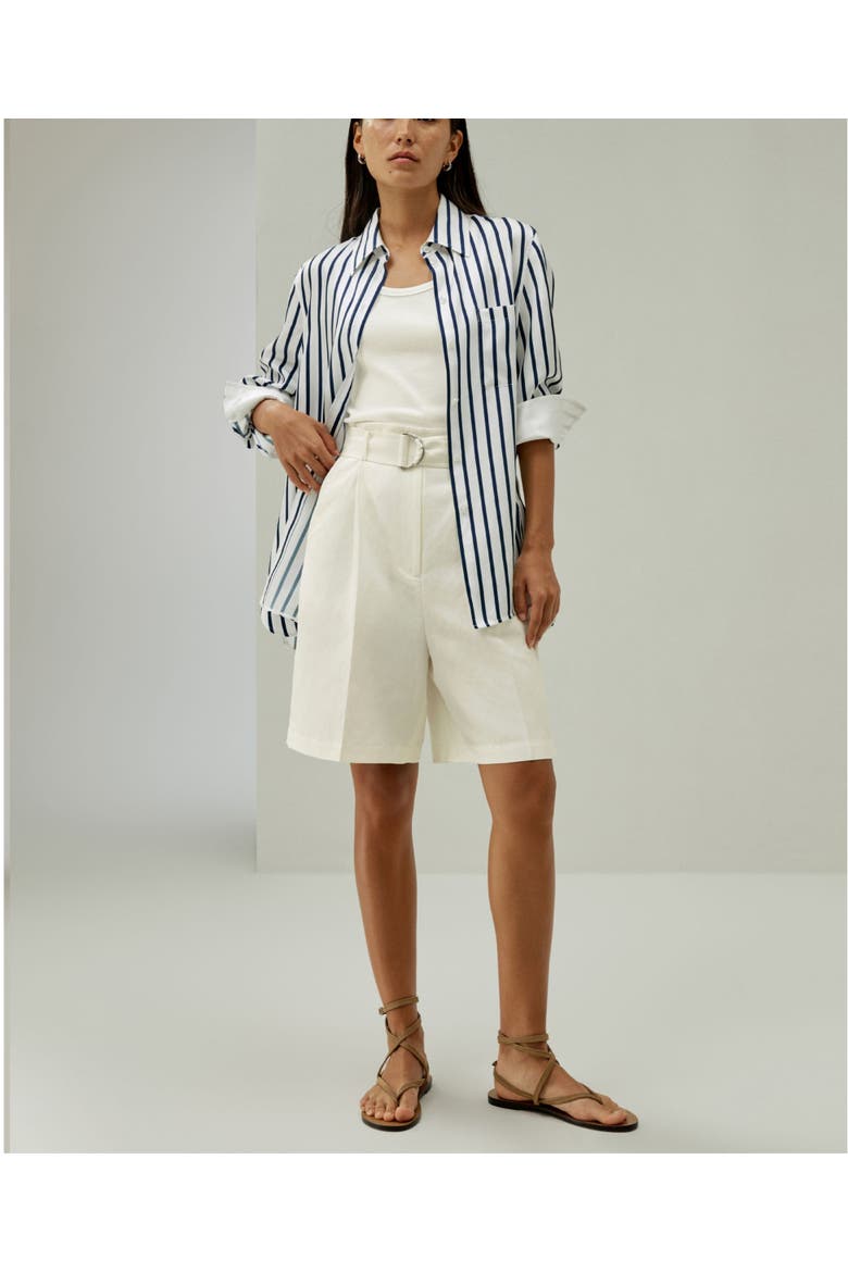 Women's Chic Silk-Linen Blend Bermuda Shorts, Alternate, color, White