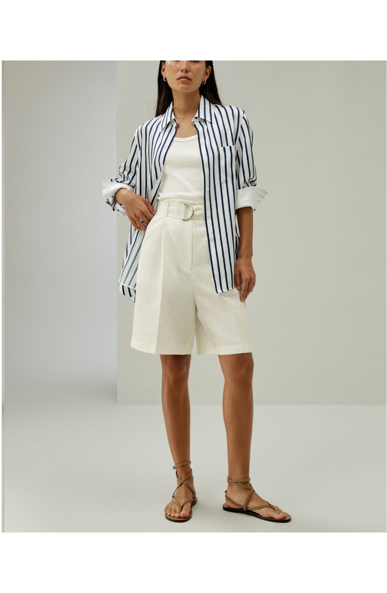 Lilysilk Women's Chic Silk-Linen Blend Bermuda Shorts, Alternate, color, White