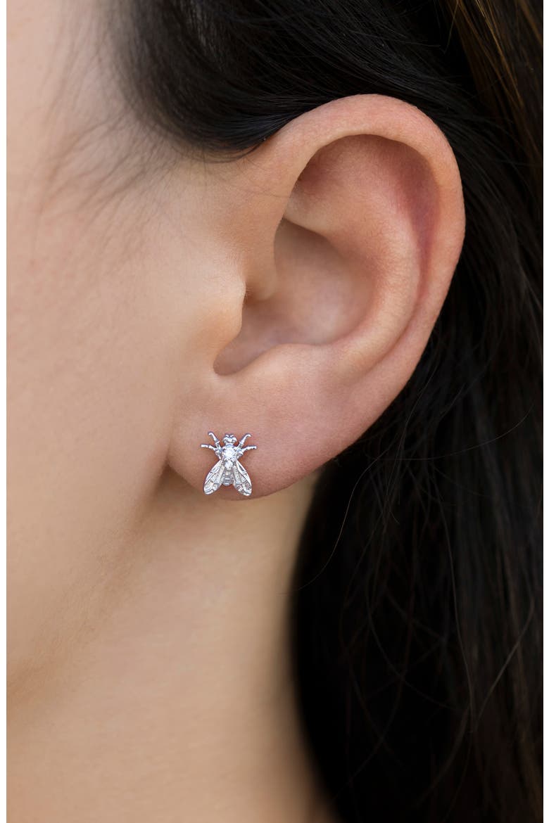 Shoo Fly Stud Earrings, Alternate, color, SILVER