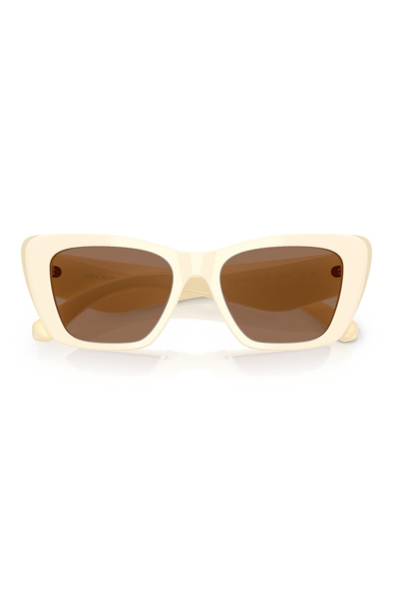 52mm Cat Eye Sunglasses, Alternate, color, IVORY / BROWN