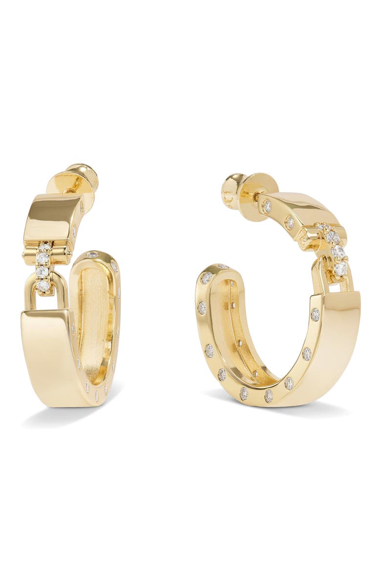 Ashley Lock Hoop Earrings, Main, color, GOLD-WHITE