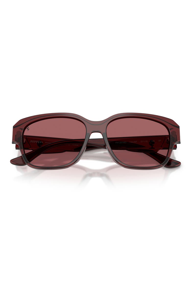 57mm Polarized Square Sunglasses, Alternate, color, BORDEAUX / POLAR PURPLE