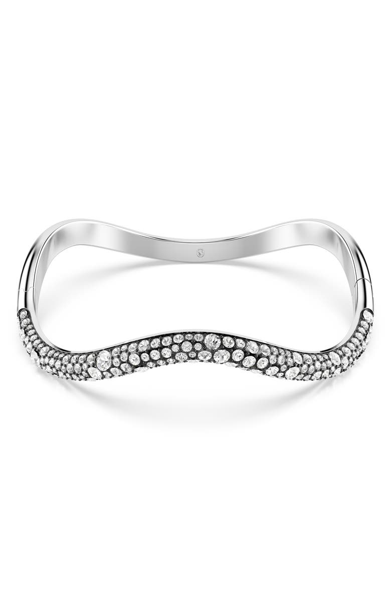 Swarovski Sublima Crystal Wavy Bangle Bracelet, Main, color, White/ Silver