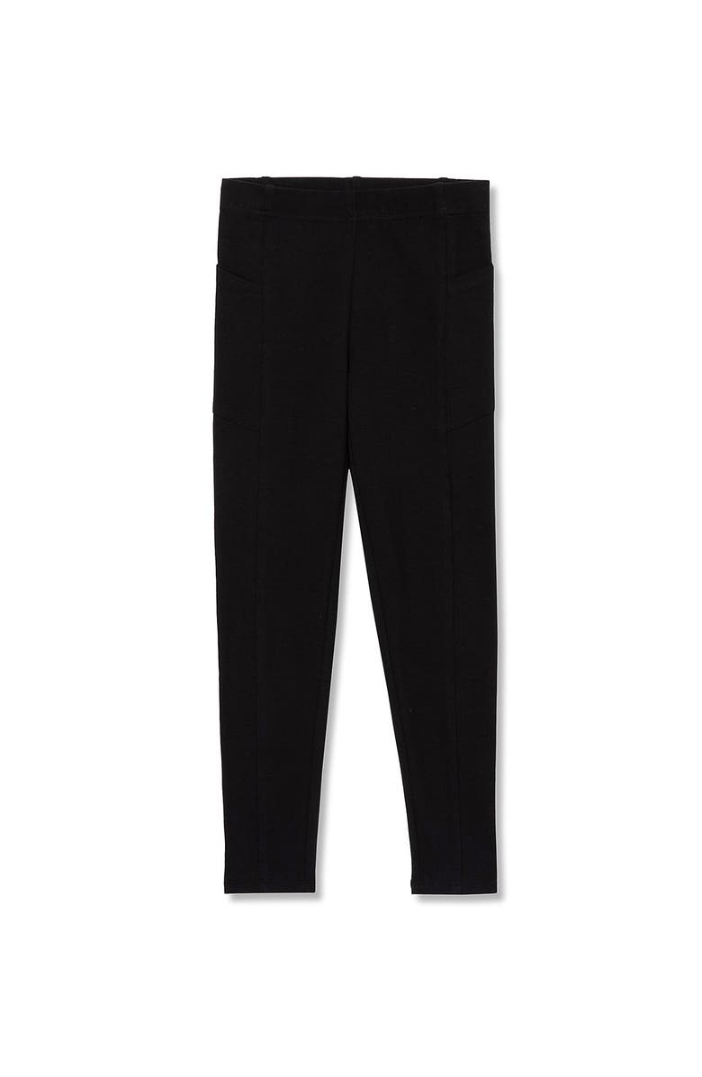 Lands
 End Girls Tough Cotton Ankle Legging with Pockets, Alternate, color, Black