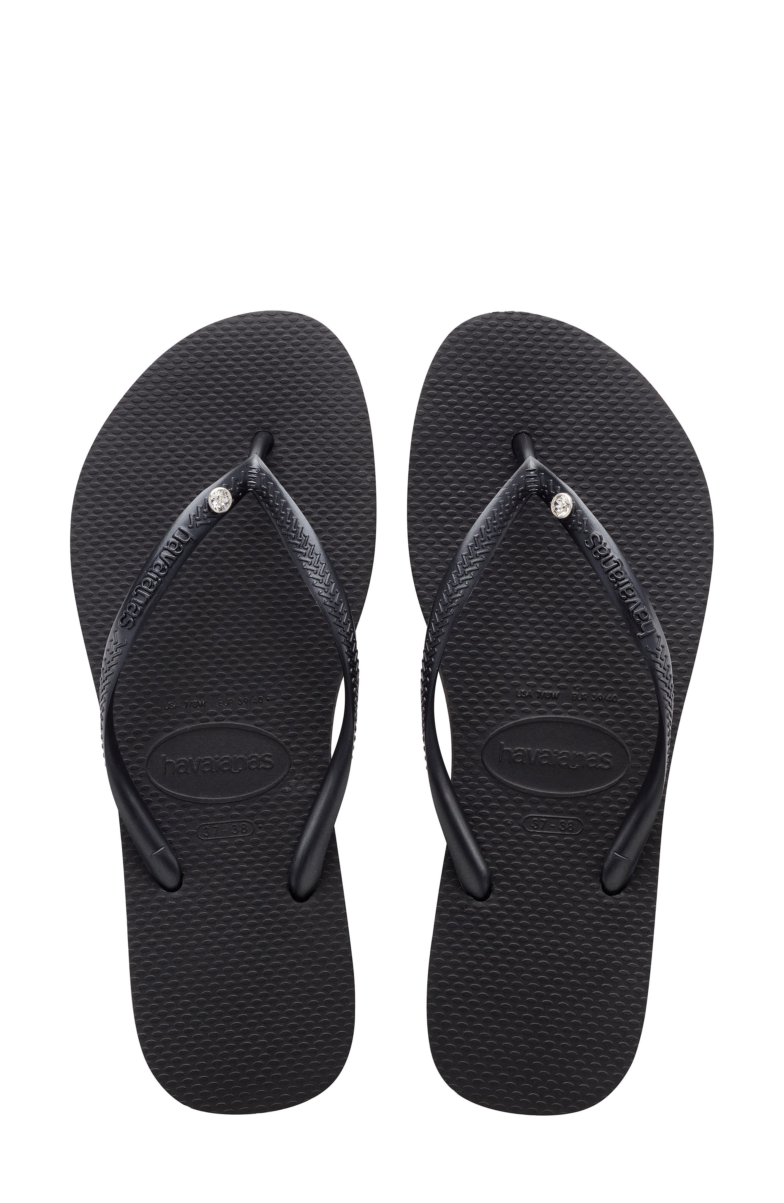 Havaianas Slim Crystal Flip Flop, Main, color, Black
