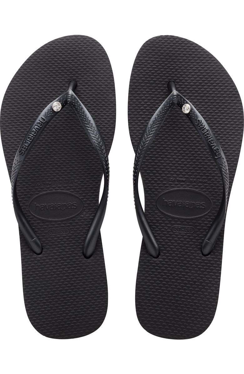 Havaianas Slim Crystal Flip Flop, Main, color, Black