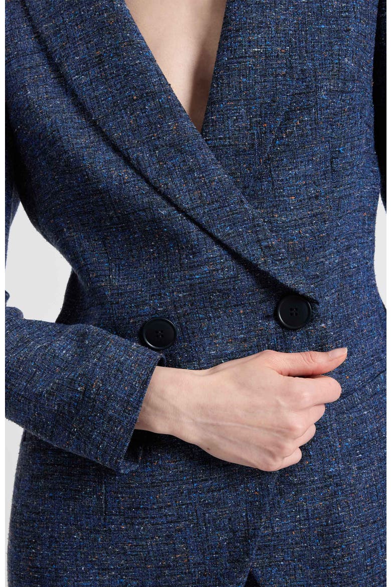 Rowan Double Breasted Blazer in Modern Donegal Fabric, Alternate, color, MIDNIGHT