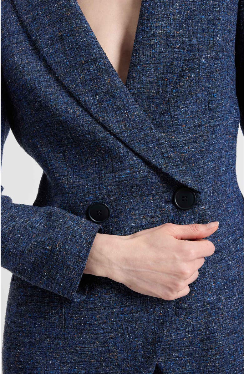 Santorelli Rowan Double Breasted Blazer in Modern Donegal Fabric, Alternate, color, Midnight