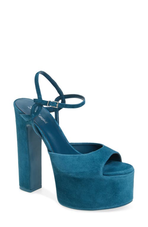 Jeffrey Campbell Ever Last Ankle Strap Platform Sandal In Turquoise Suede