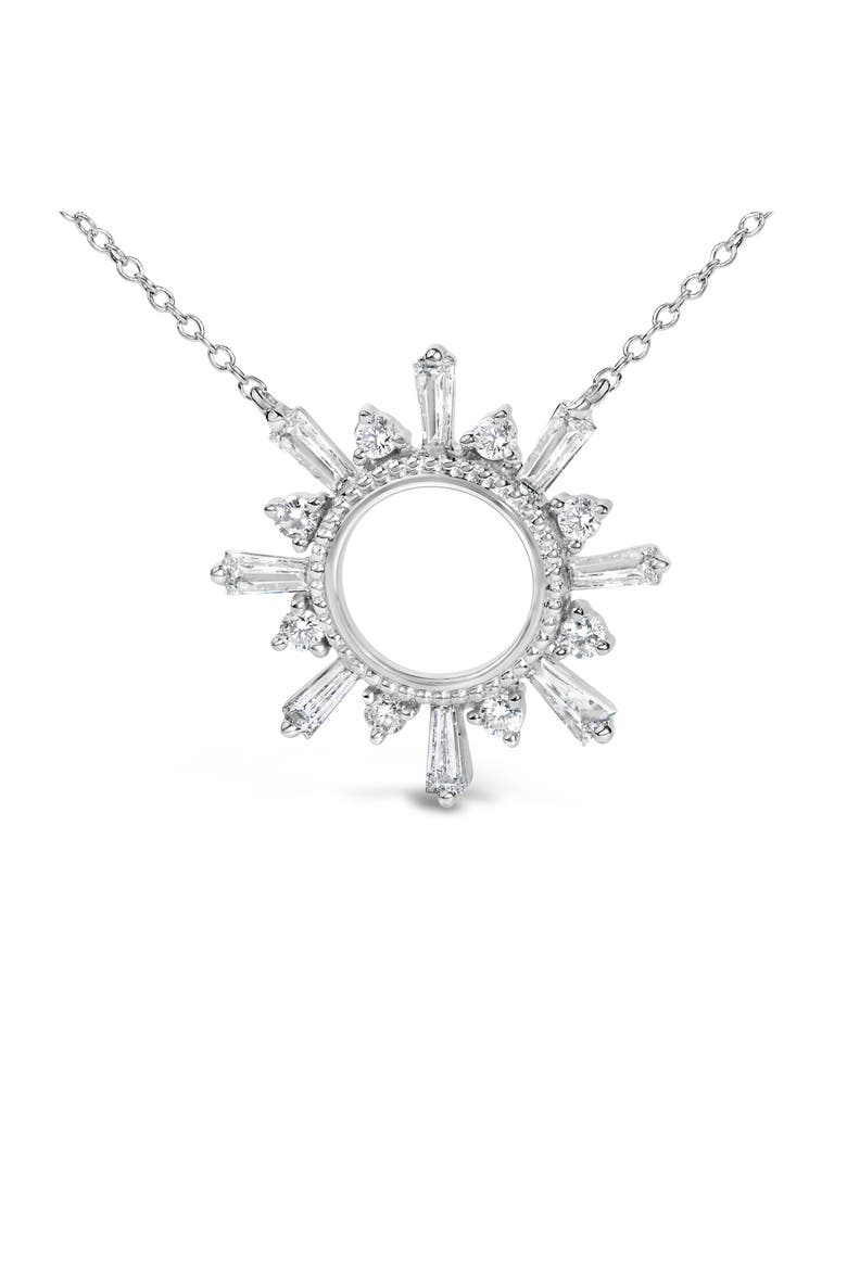 Sterling Silver 5/8 Cttw Diamond Starburst Medallion Pendant Necklace, Alternate, color, Silver