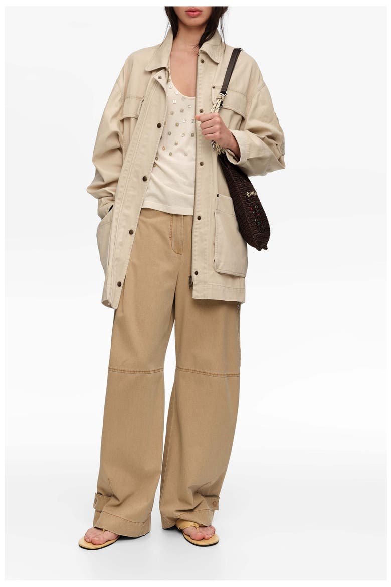Top With Mother-Of-Pearl Pieces, Alternate, color, BEIGE