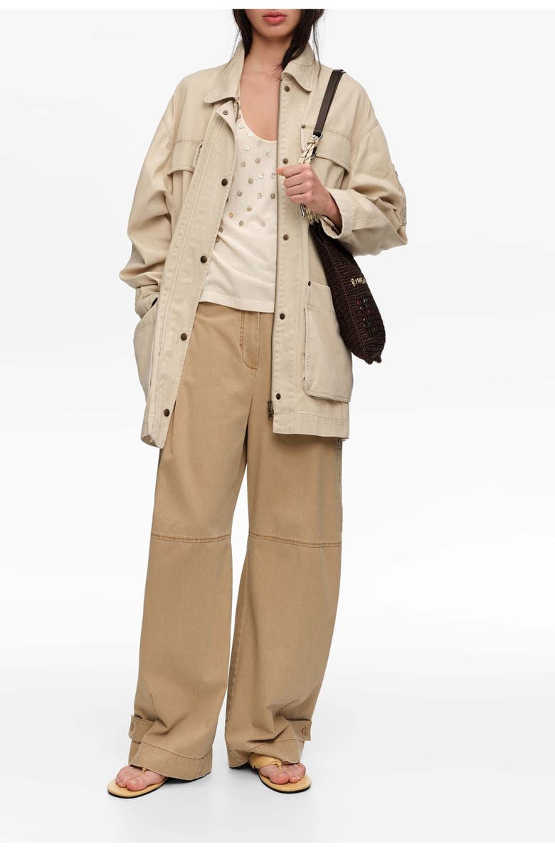 Bimba y Lola Top With Mother-Of-Pearl Pieces, Alternate, color, Beige