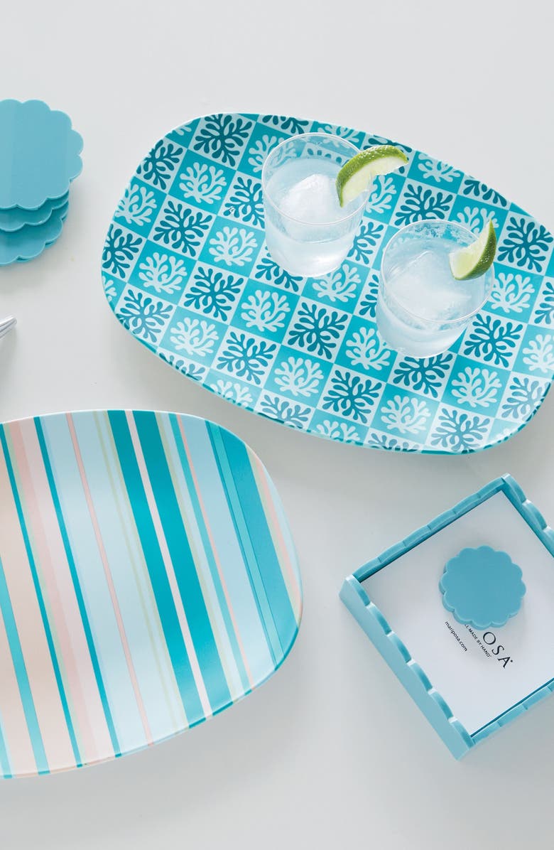 Mariposa Scallop Napkin Box Set, Alternate, color, Teal