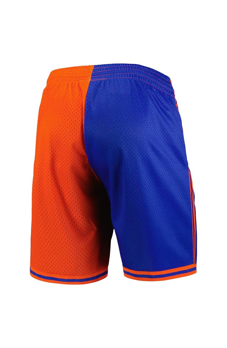Mitchell & Ness Men's Mitchell & Ness Blue/Orange New York Knicks Hardwood Classics 1996 Split Swingman Shorts, Alternate, color, Blue