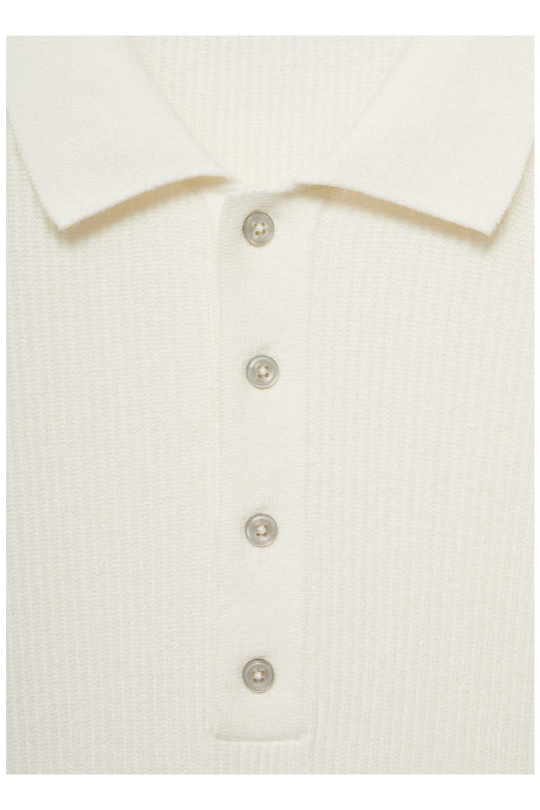 Rib Long Sleeve Polo, Alternate, color, OFF WHITE