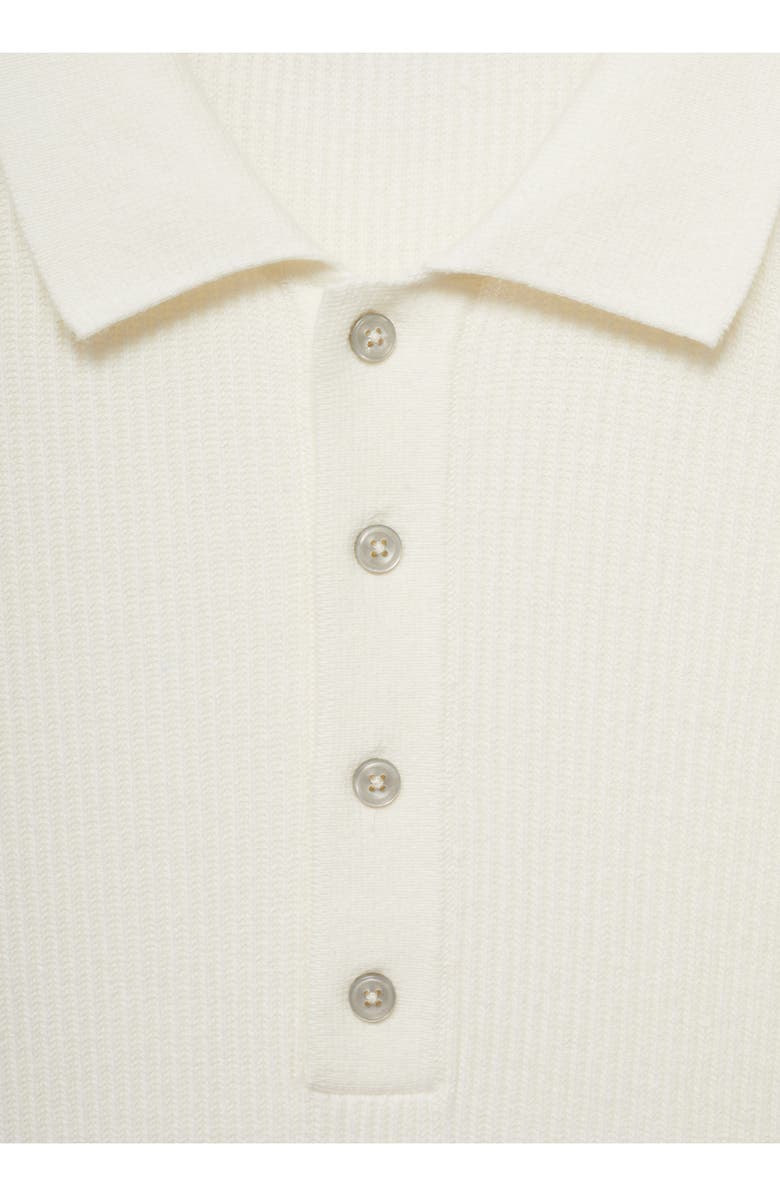 MANGO Rib Long Sleeve Polo, Alternate, color, Off White