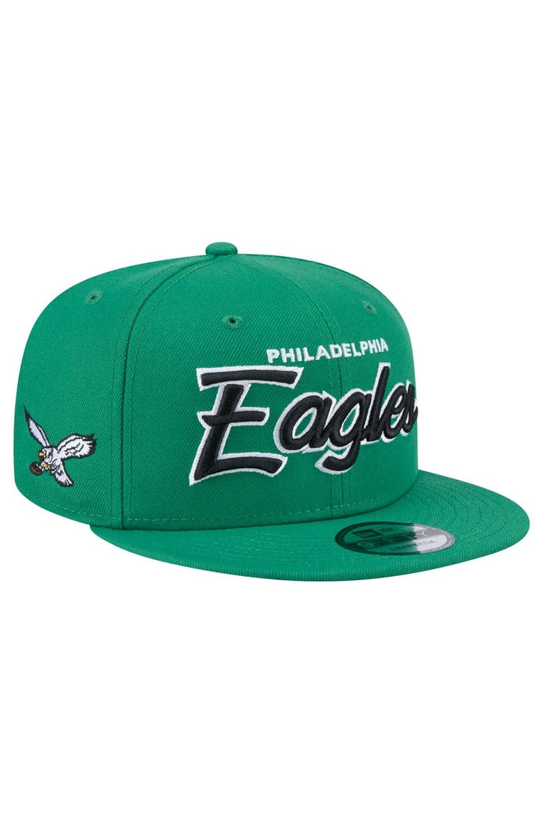 New Era Men's New Era Kelly Green Philadelphia Eagles Main Script 9FIFTY Snapback Hat, Main, color, Kelly Green