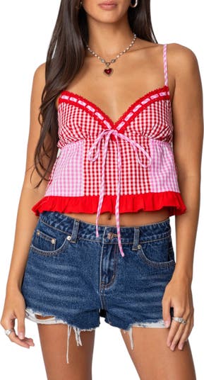 EDIKTED Joanne Mixed Gingham Camisole | Nordstrom