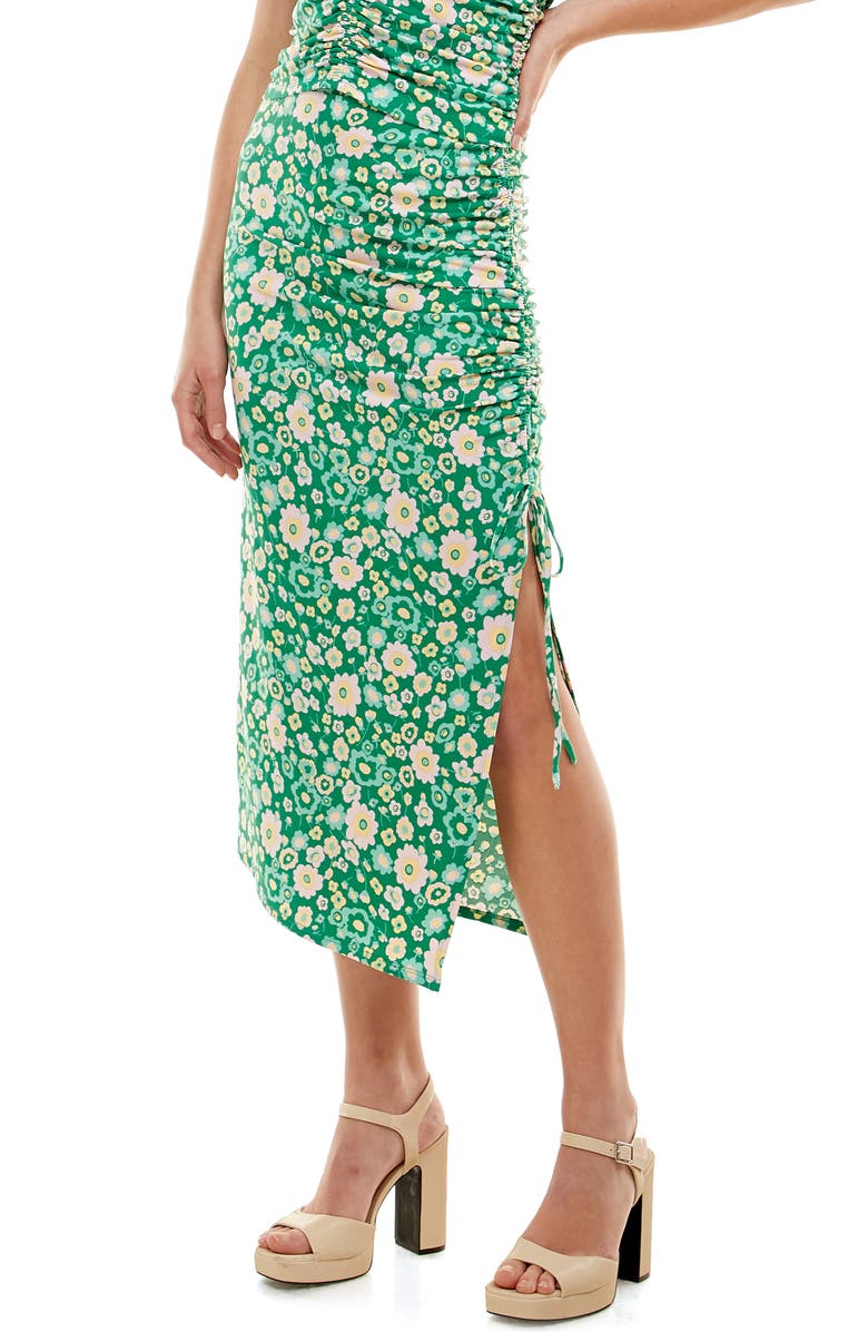 WAYF Main Squeeze Ruched Midi Skirt, Alternate, color,