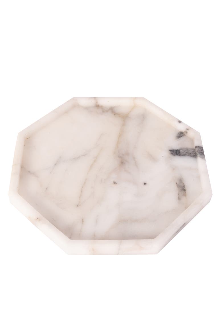 Artifacts Trading Company Octagonal Marble Tray, Main, color, White Matte