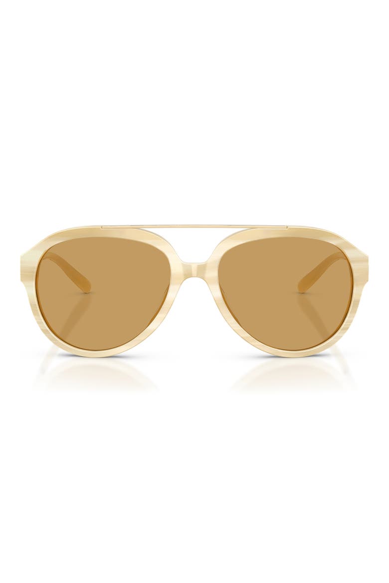 56mm Pilot Sunglasses, Main, color, IVORY HORN / OCHRE