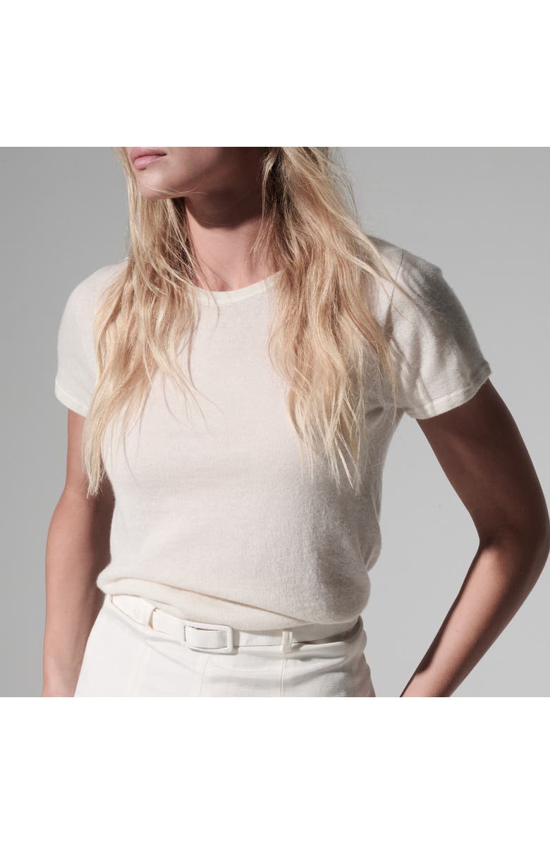 Majestic Filatures 100% Machine Washable Cashmere Short Sleeve Crewneck T-Shirt, Alternate, color, Milk