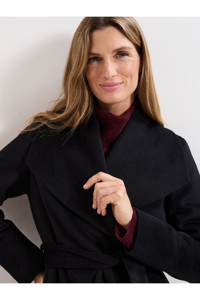 Nicci Belted Wool Coat, Alternate, color, Black
