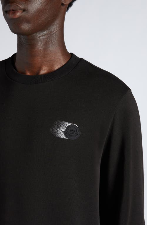 Moncler Logo Patch Cotton Sweatshirt In Black