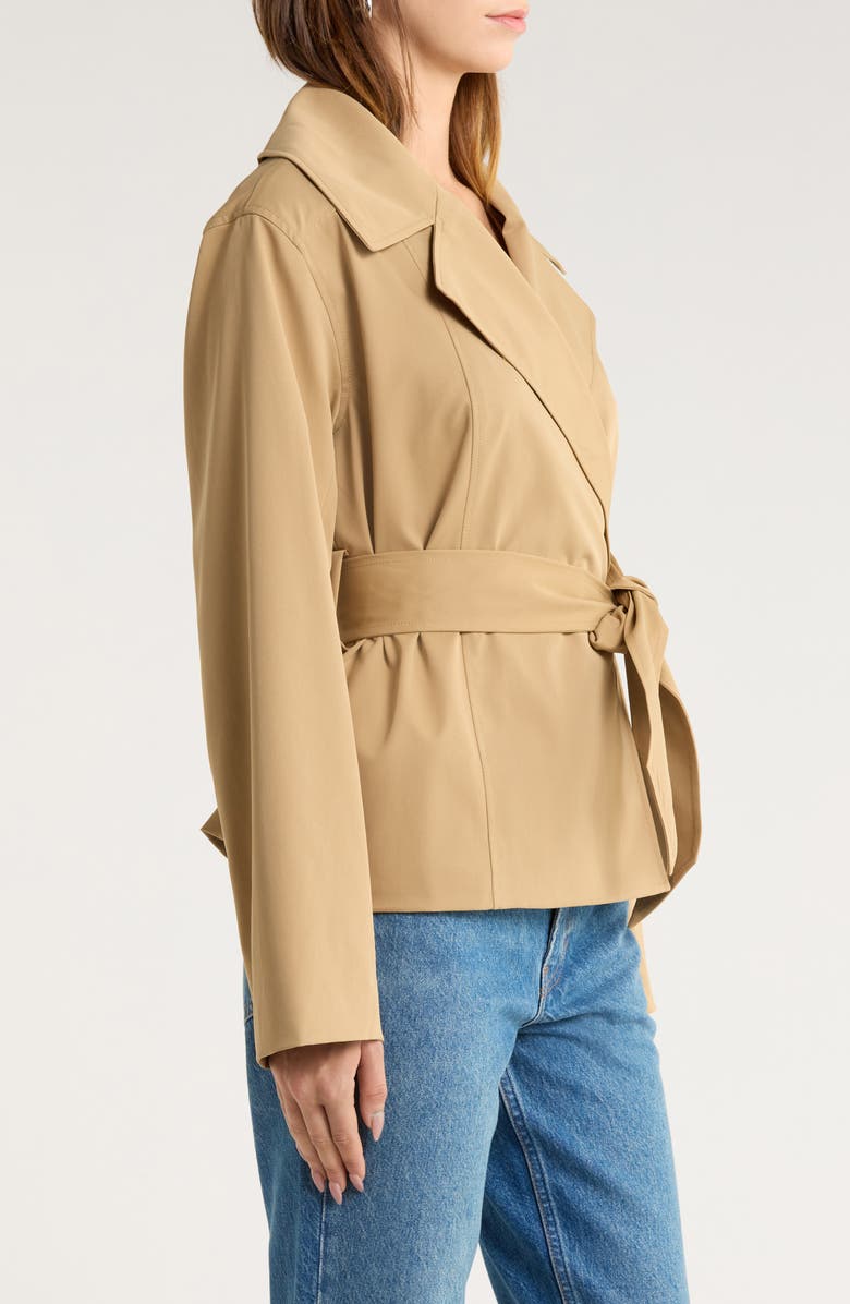 Reformation Jordan Short Trench Coat, Alternate, color, Camel